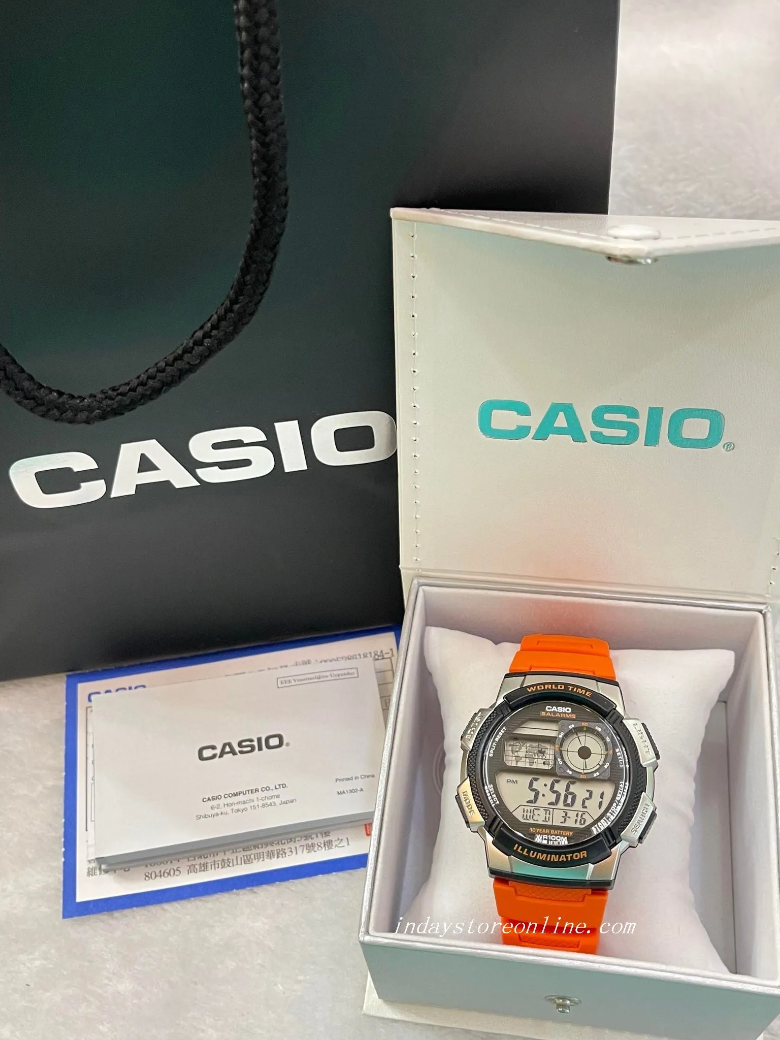 Casio Digital Men's Watch AE-1000W-4B Digital Orange Color Resin Band Resin Glass Battery Life: 10 Years