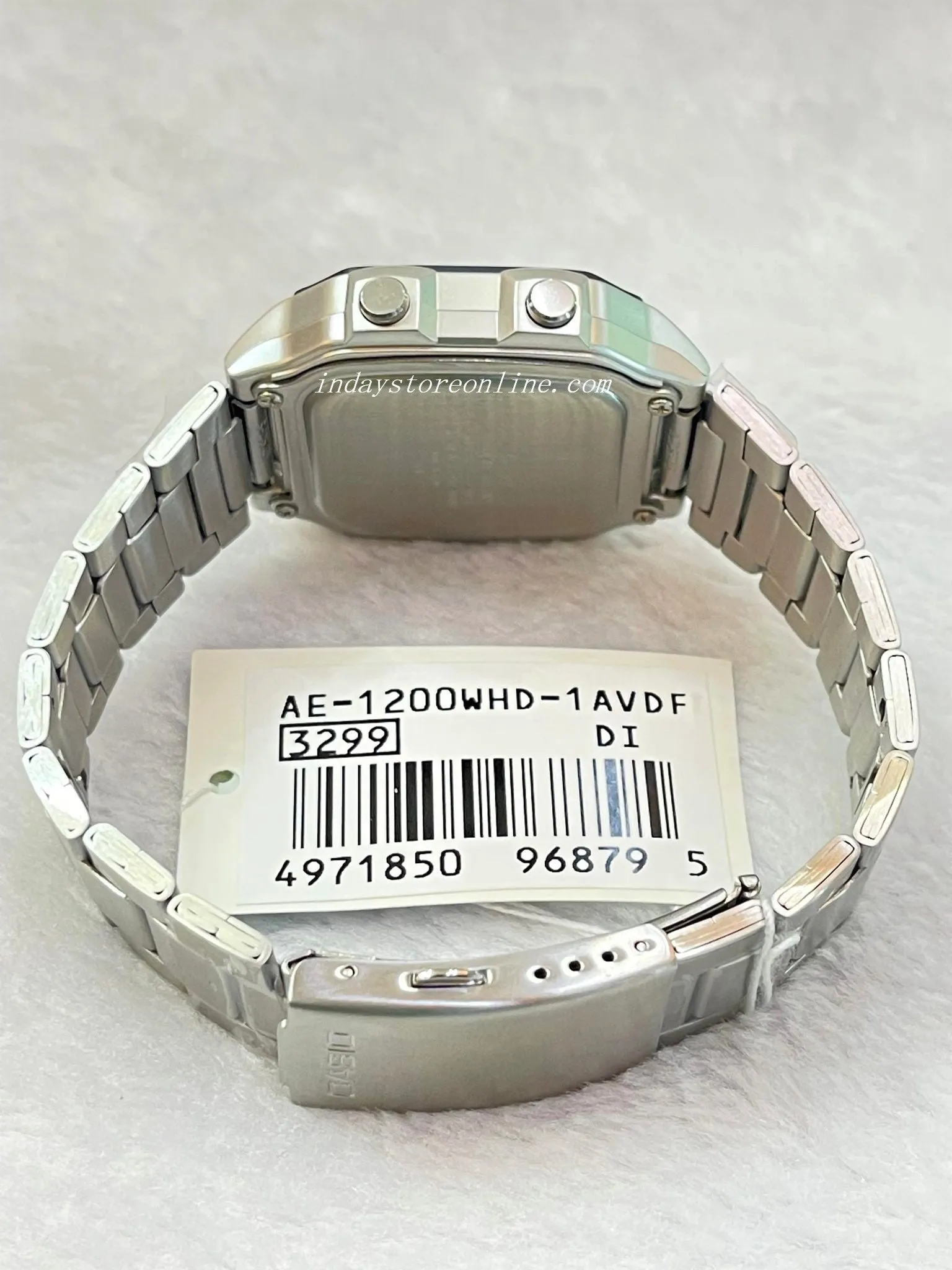 Casio Digital Men's Watch AE-1200WHD-1A  10-Year Battery Life Silver Plated Stainless Steel Band