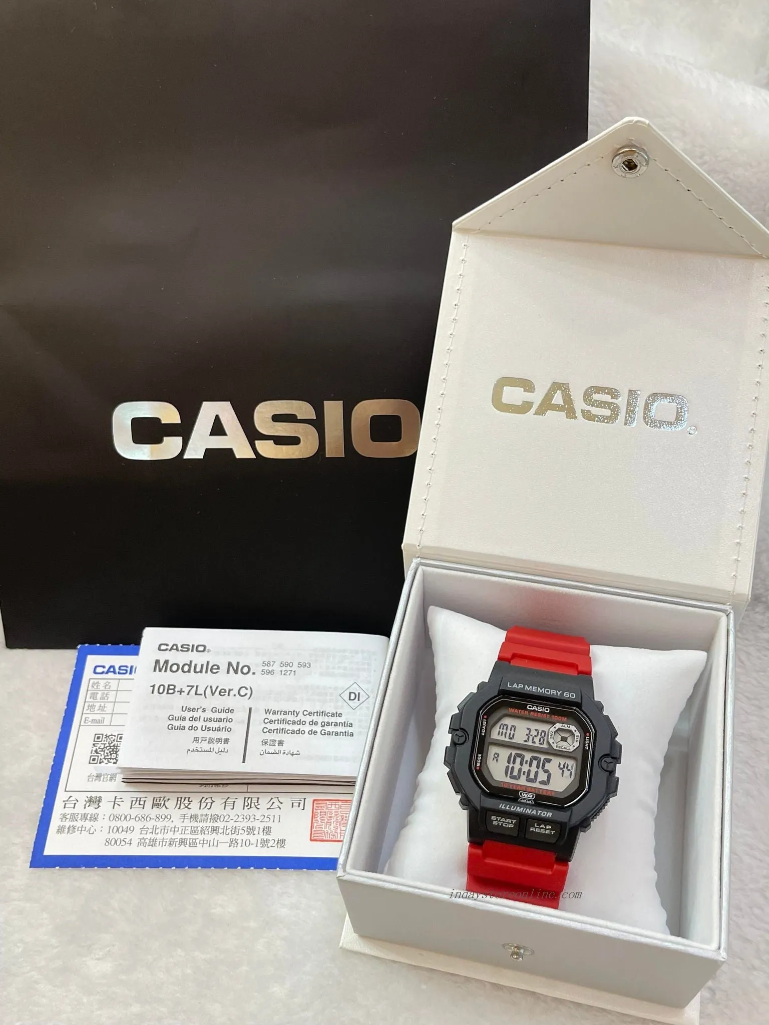 Casio Digital Men's Watch WS-1400H-4A Digital Red Color Resin Band Resin Glass Battery Life: 10 Years