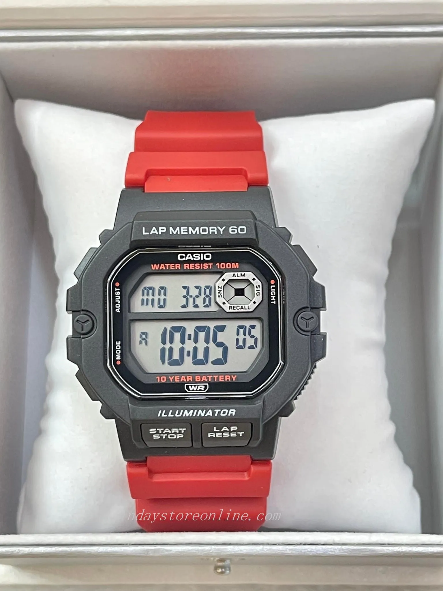 Casio Digital Men's Watch WS-1400H-4A Digital Red Color Resin Band Resin Glass Battery Life: 10 Years