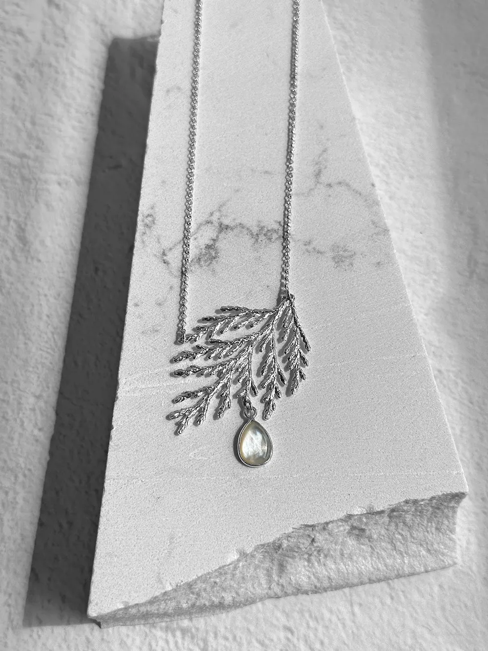 Cedar and Mother of Pearl Necklace