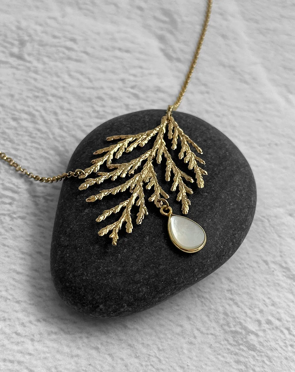 Cedar and Mother of Pearl Necklace