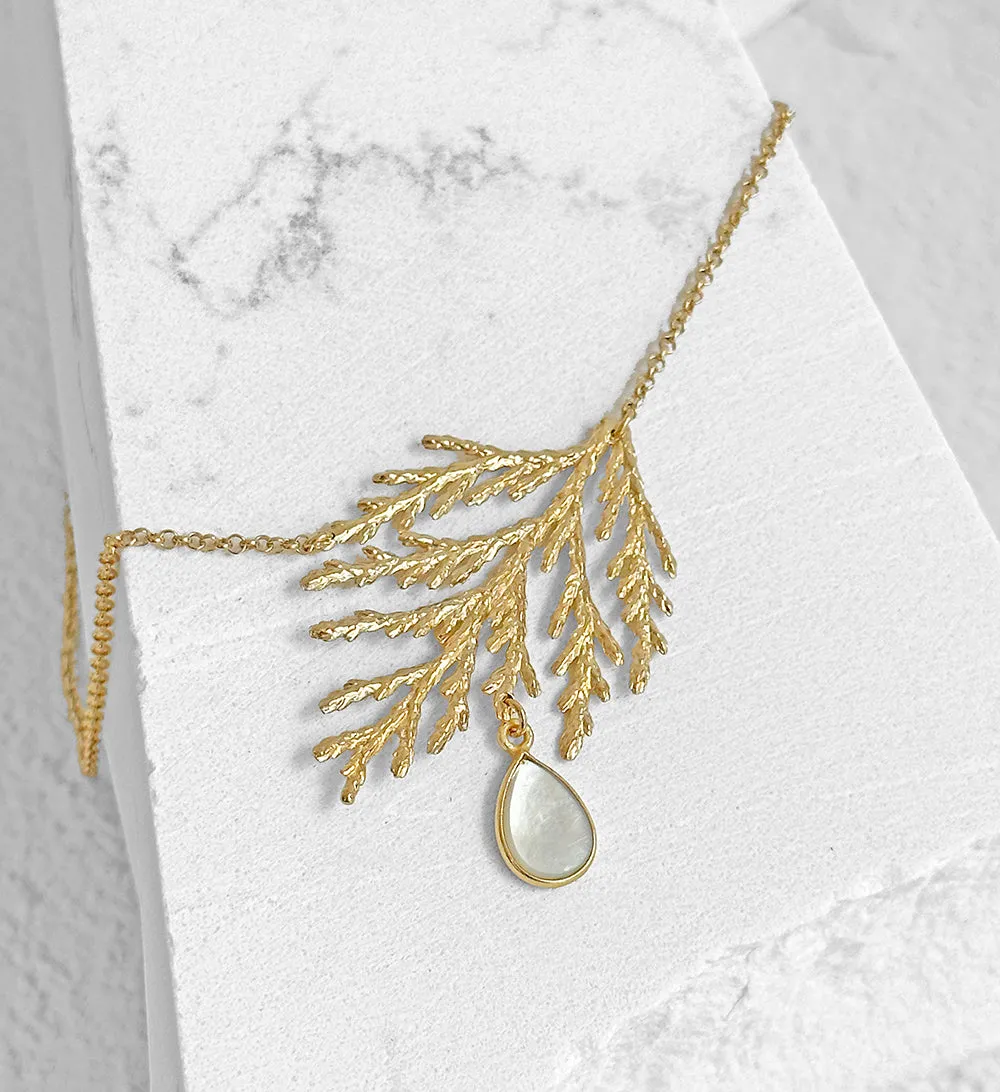 Cedar and Mother of Pearl Necklace