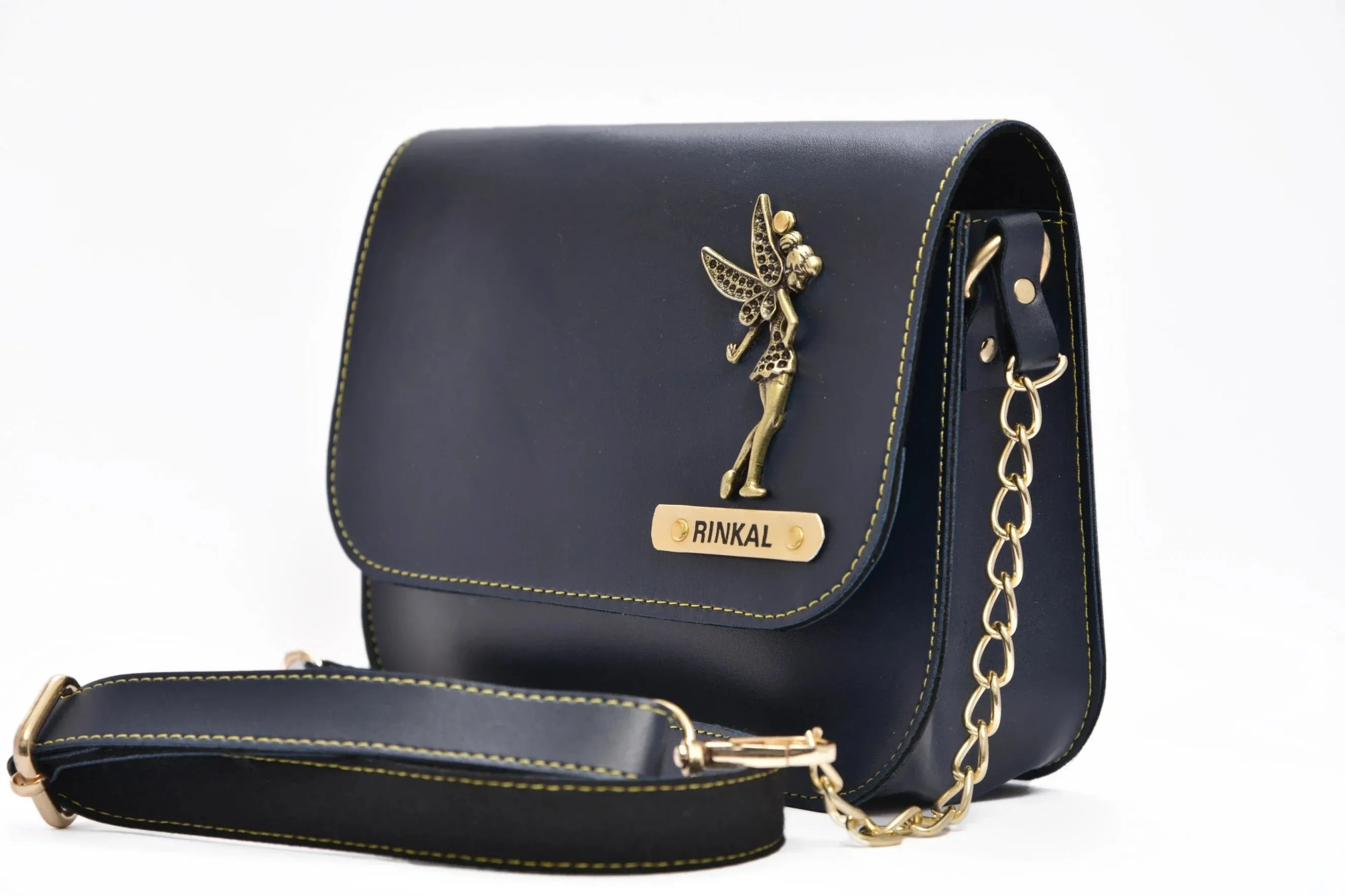 Chained Sling Bag & Men's Wallet & Personalised Couple Rainbow Classic WaterBottle - Royal Blue