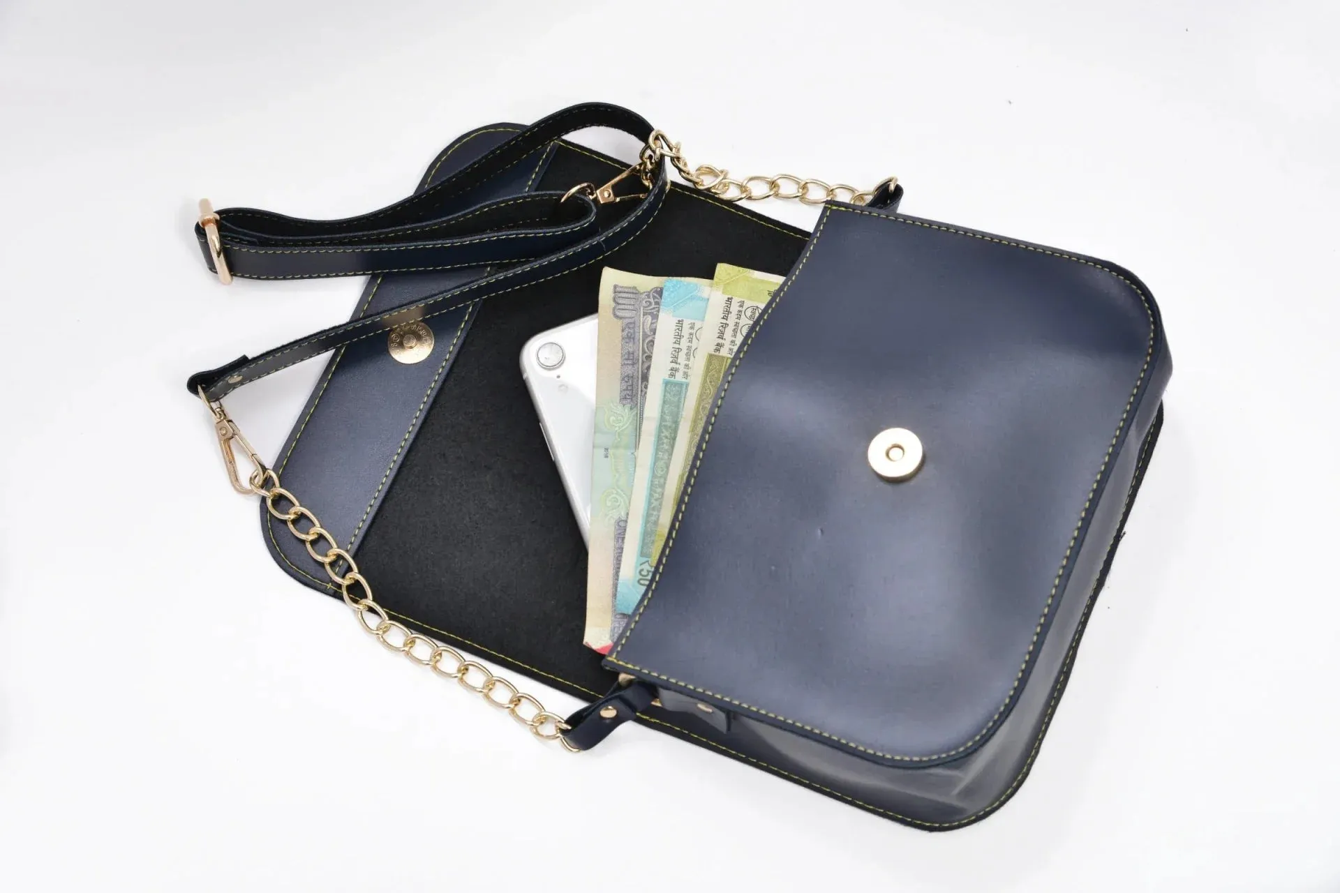 Chained Sling Bag & Men's Wallet & Personalised Couple Rainbow Classic WaterBottle - Royal Blue