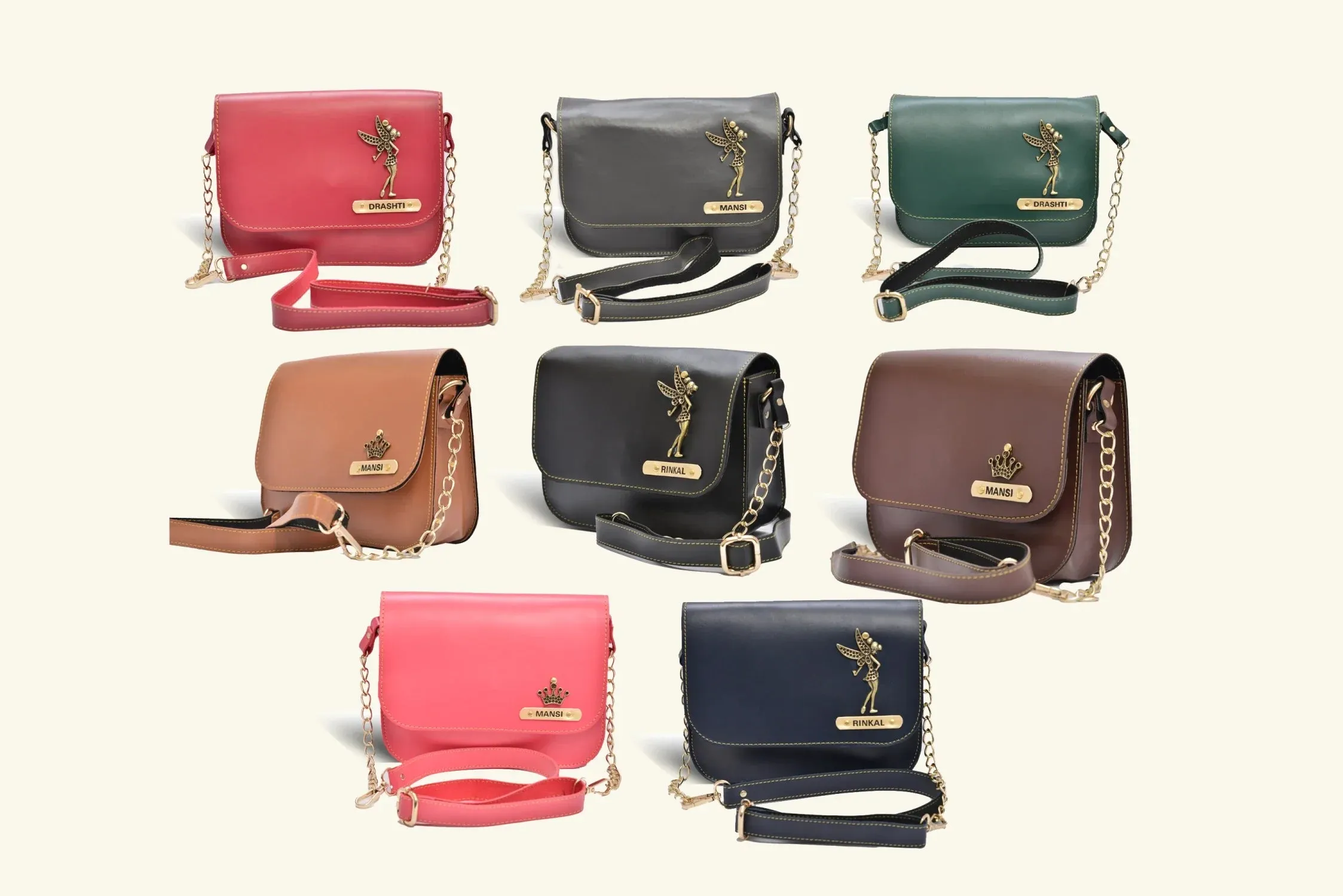 Chained Sling Bag & Men's Wallet & Personalised Couple Rainbow Classic WaterBottle - Wine