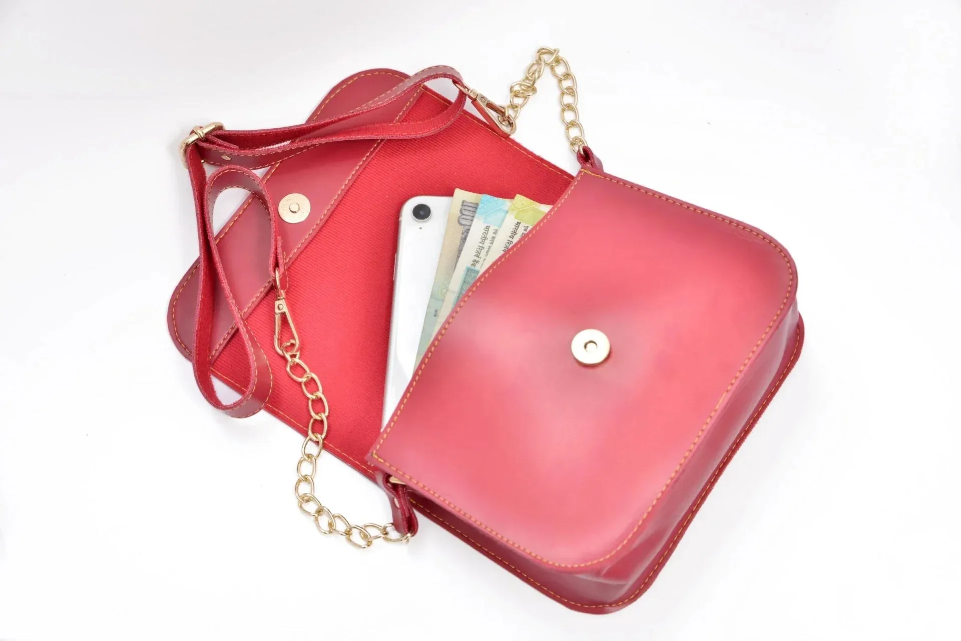 Chained Sling Bag & Men's Wallet & Personalised Couple Rainbow Classic WaterBottle - Wine