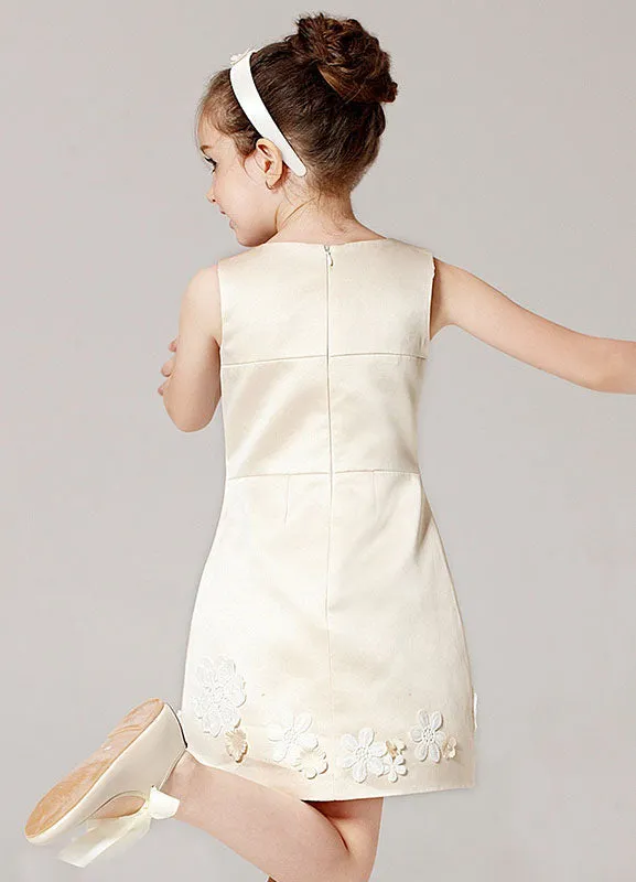 Champagne A-line Flower Applique Beaded Short flower girl dress With Jacket