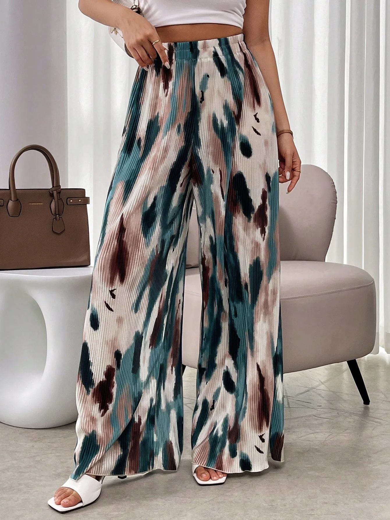 Cherry Vibes: Pantalón Ancho Casual Tie-Dye para Mujer