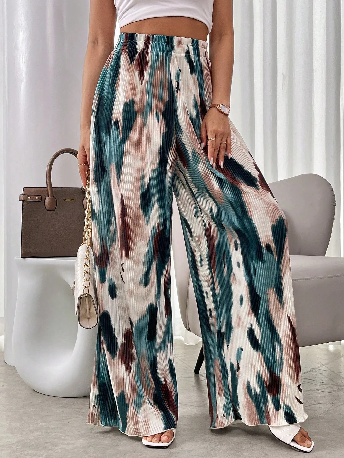 Cherry Vibes: Pantalón Ancho Casual Tie-Dye para Mujer