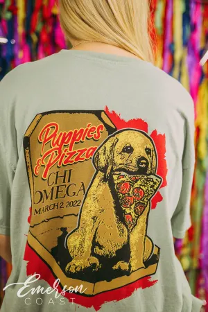 Chi Omega Philanthropy Puppies and Pizza Tee