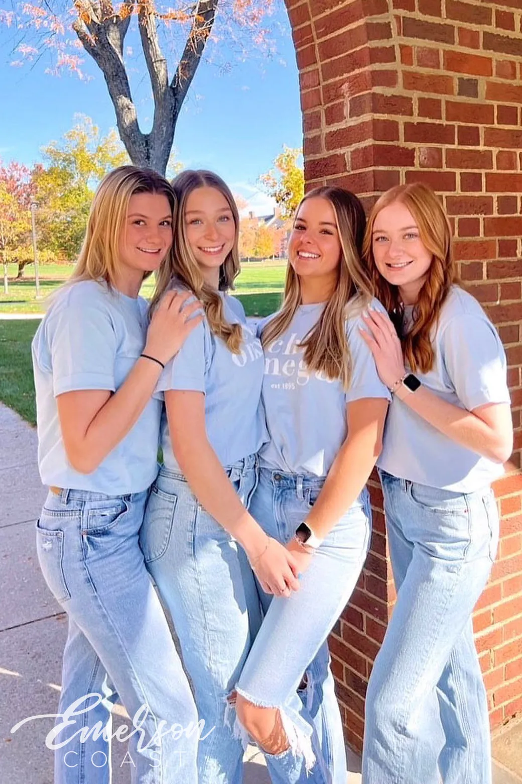 Chi Omega Simple Light Blue Recruitment Tshirt