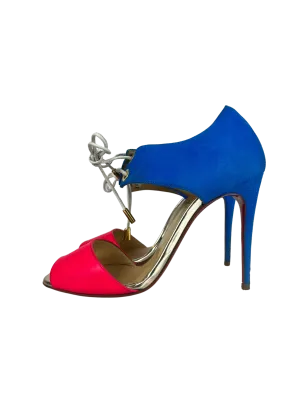 Christian Louboutin Mayerling Heels 100 Fluo Mat and Suede in Version Fushia, Size 36.5 EU/6 US