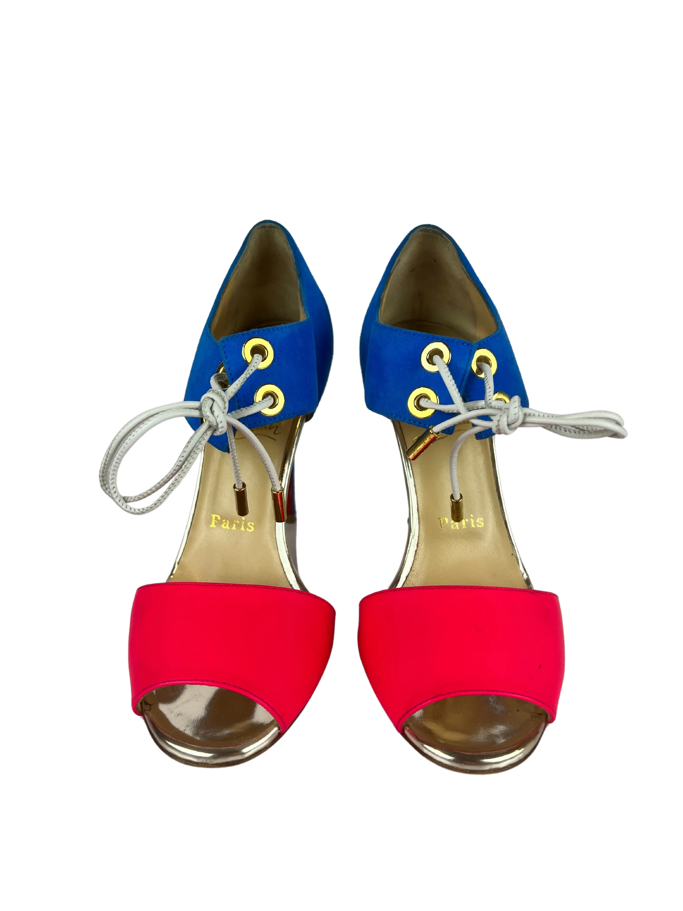 Christian Louboutin Mayerling Heels 100 Fluo Mat and Suede in Version Fushia, Size 36.5 EU/6 US