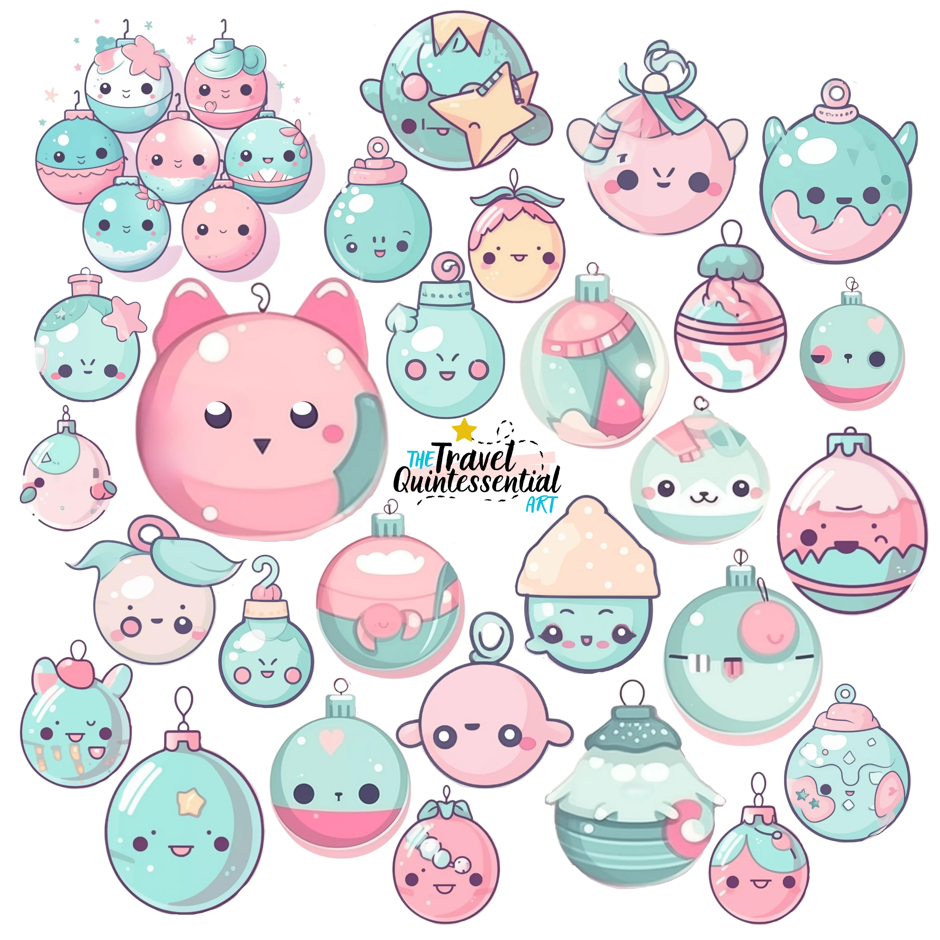 Christmas Ball Ornaments Clip Art SETXMAS004