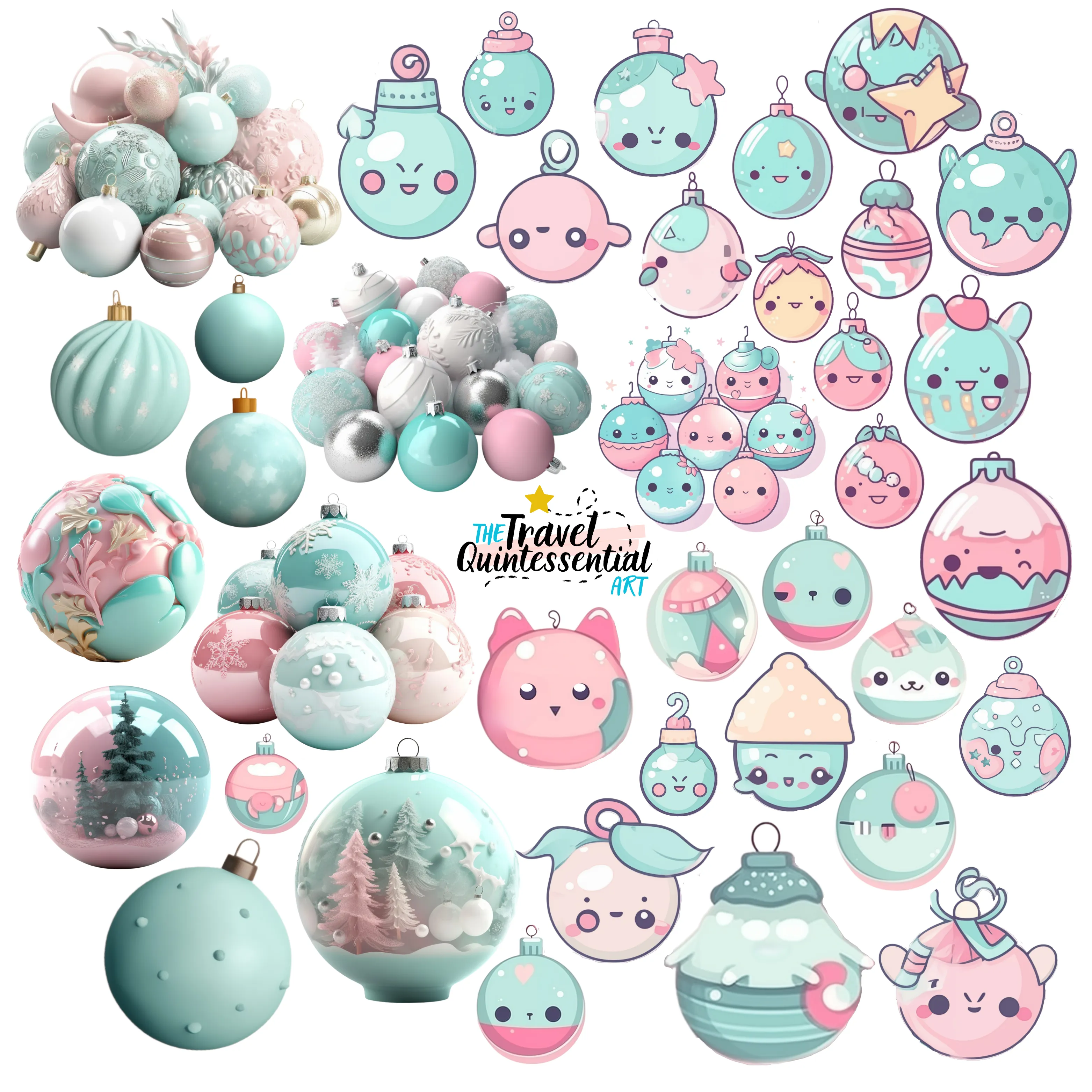 Christmas Ball Ornaments Clip Art SETXMAS004