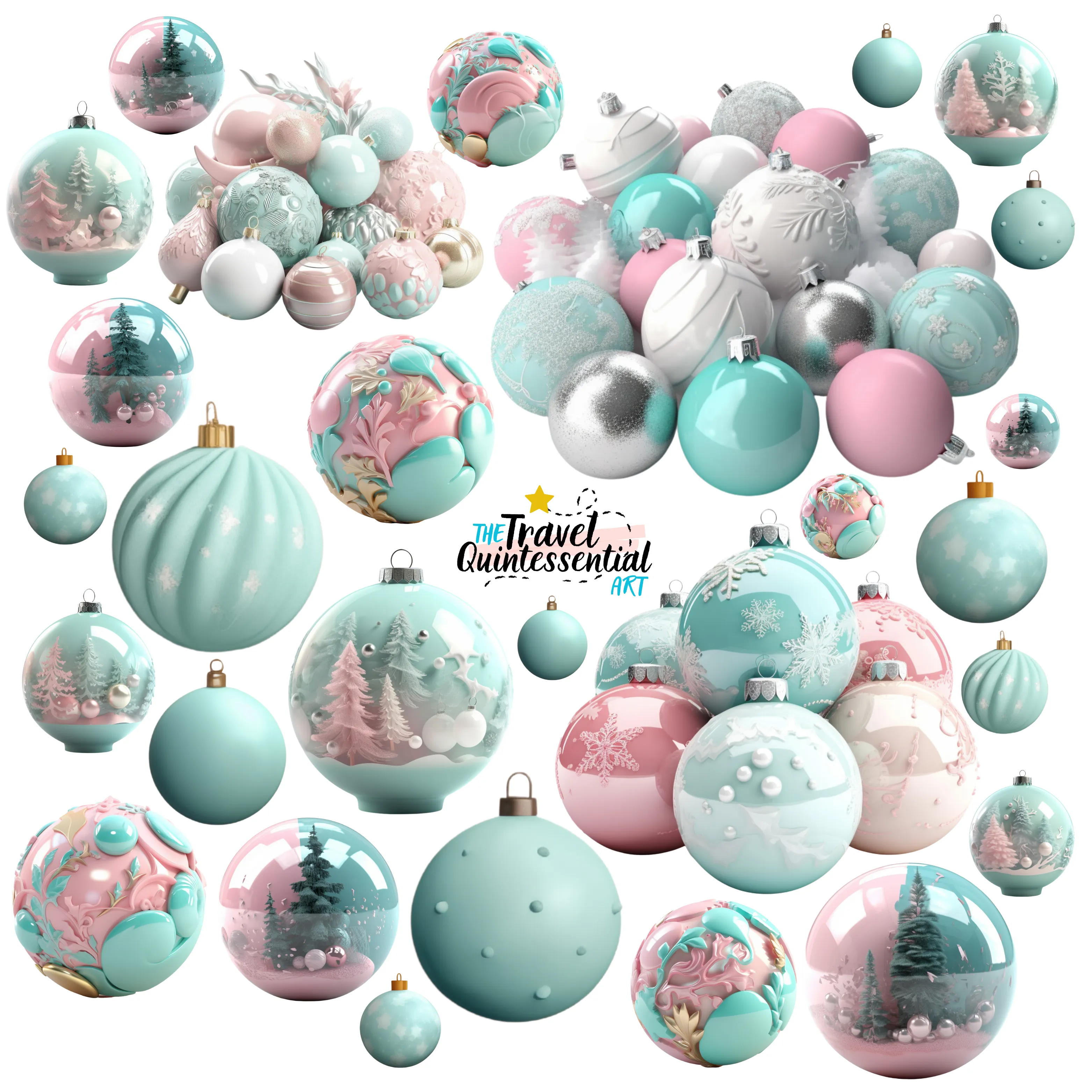 Christmas Ball Ornaments Clip Art SETXMAS004