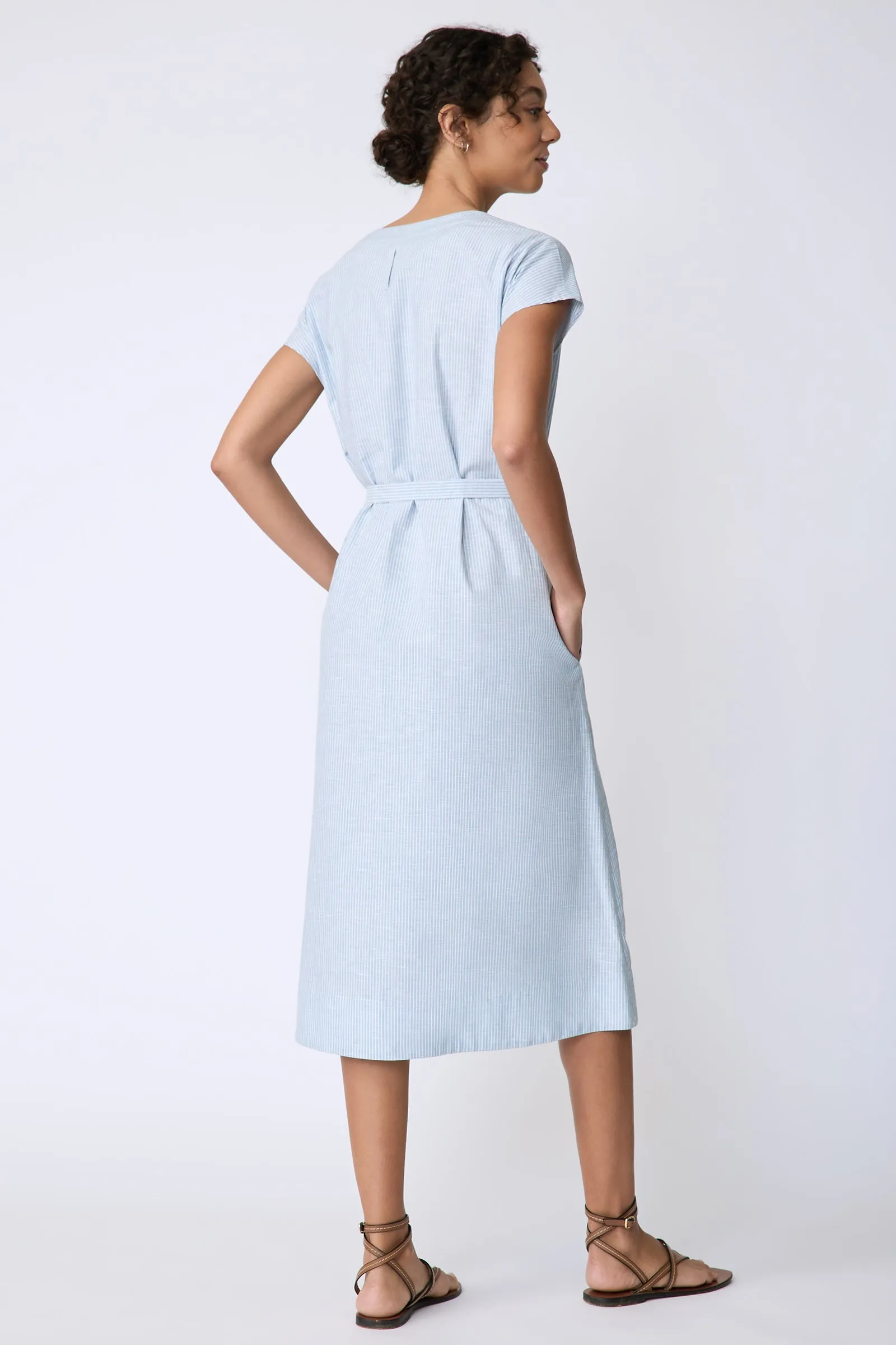 Clara Dress - Light Indigo Stripe