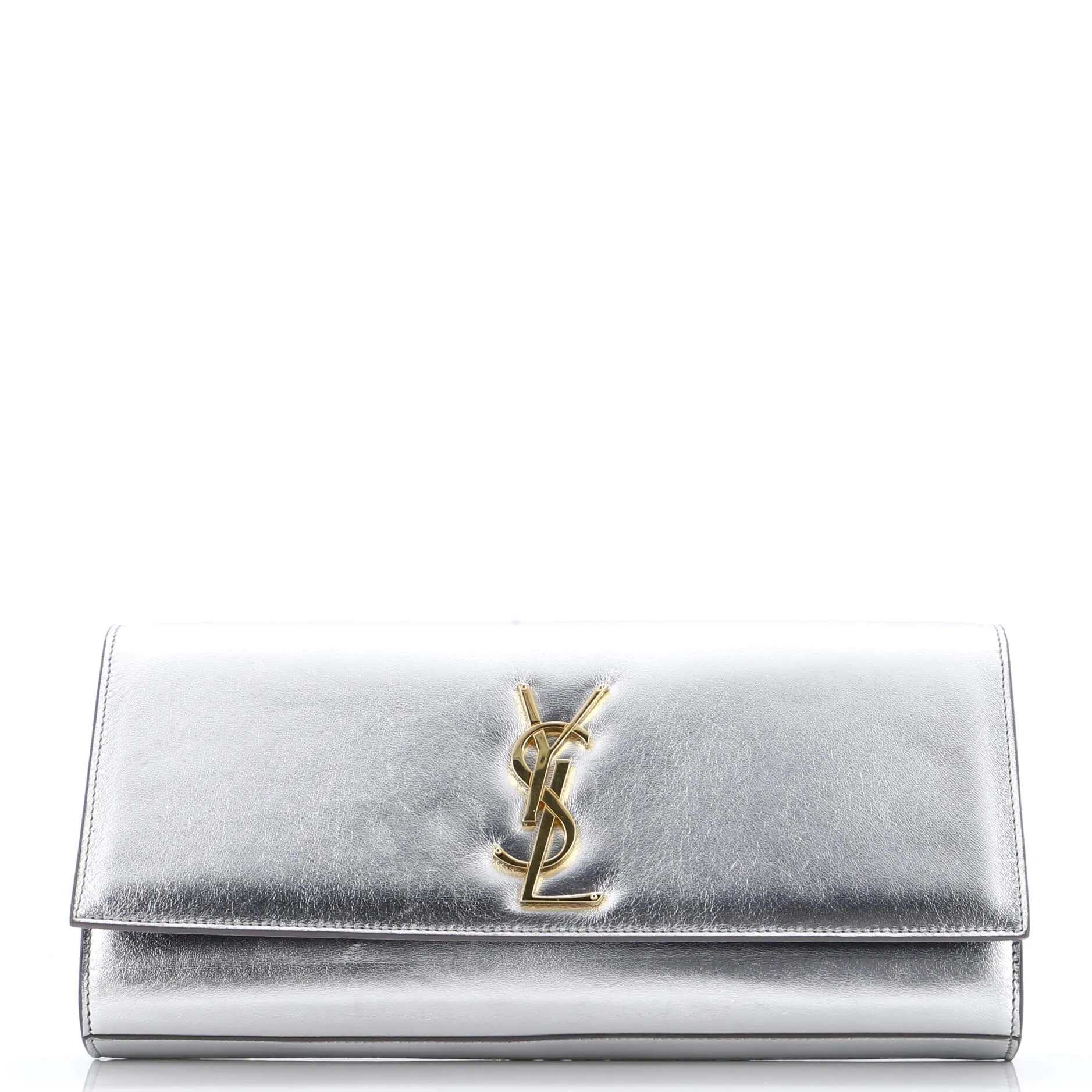 Classic Monogram Clutch Metallic Calfskin Long