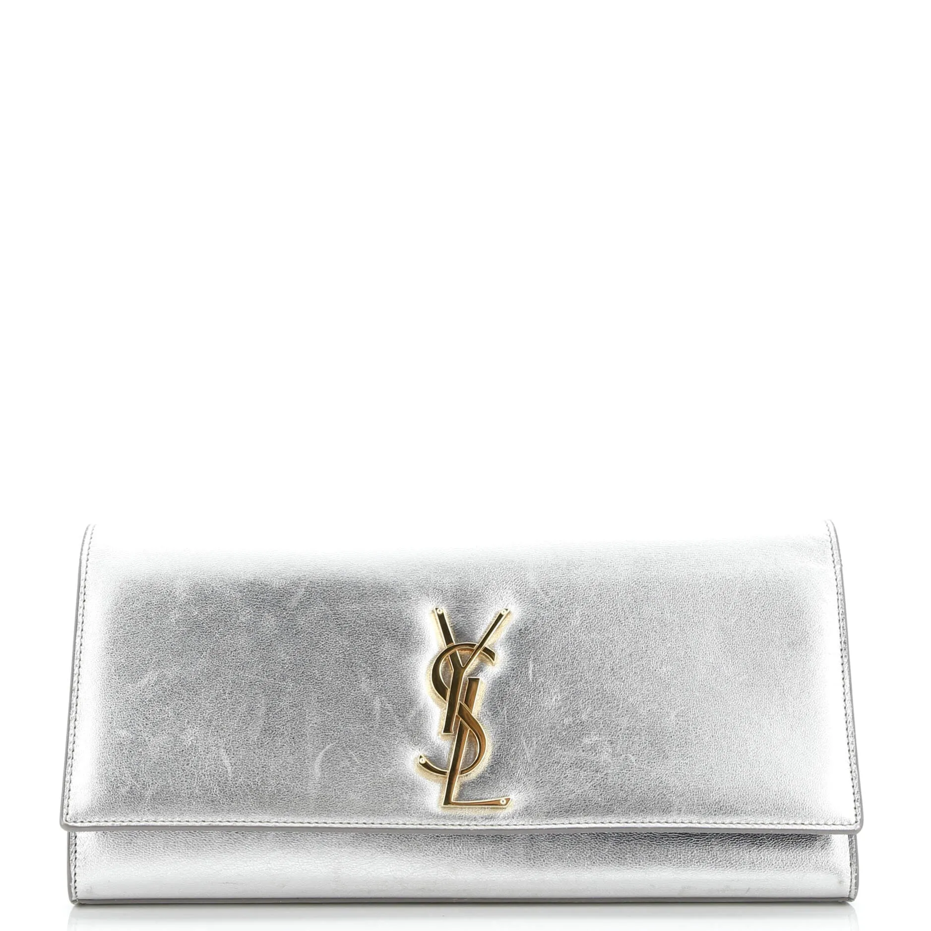 Classic Monogram Clutch Metallic Calfskin Long