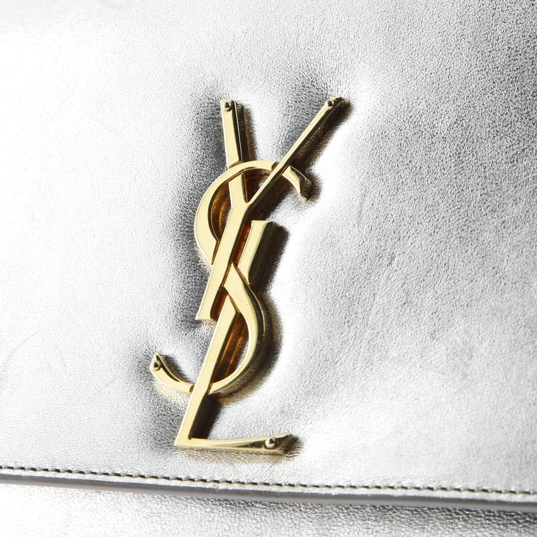 Classic Monogram Clutch Metallic Calfskin Long