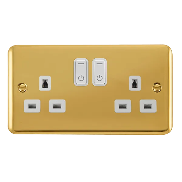 Click Deco Plus DPBR30536WH Ingot 13A 2G RF Smart Socket - Polished Brass (White)