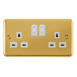 Click Deco Plus DPBR30536WH Ingot 13A 2G RF Smart Socket - Polished Brass (White)