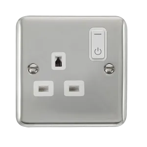 Click Deco Plus DPCH30535WH Ingot 13A 1G RF Smart Socket - Polished Chrome (White)