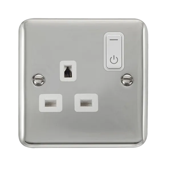 Click Deco Plus DPCH30535WH Ingot 13A 1G RF Smart Socket - Polished Chrome (White)