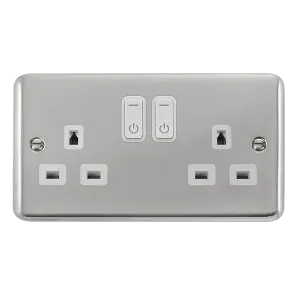 Click Deco Plus DPCH30536WH Ingot 13A 2G RF Smart Socket - Polished Chrome (White)