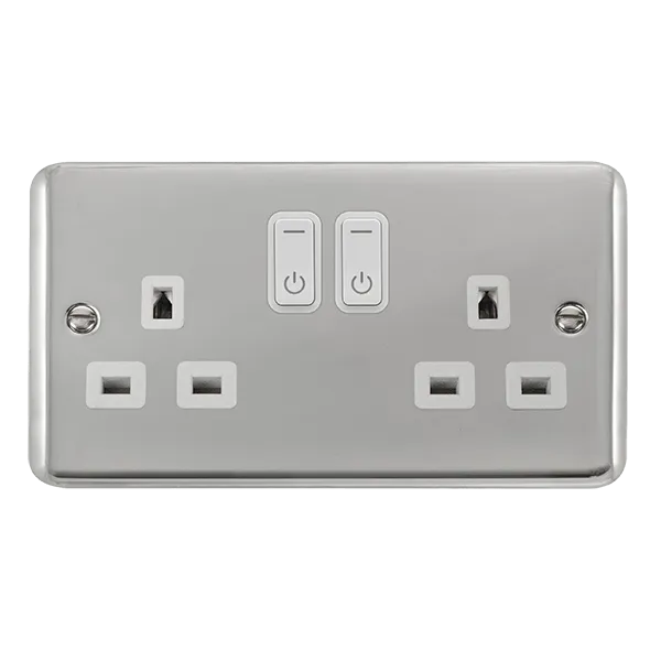 Click Deco Plus DPCH30536WH Ingot 13A 2G RF Smart Socket - Polished Chrome (White)