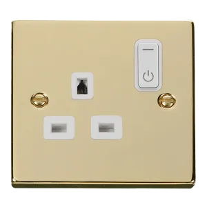 Click Deco VPBR30535WH Victorian Ingot 13A 1G RF Smart Socket - Polished Brass (White)