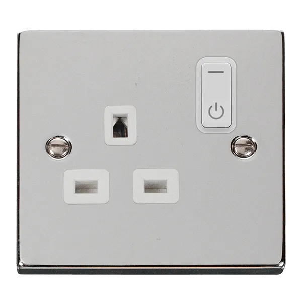 Click Deco VPCH30535WH Victorian Ingot 13A 1G RF Smart Socket - Polished Chrome (White)