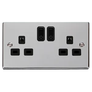 Click Deco VPCH30536BK Victorian Ingot 13A 2G RF Smart Socket - Polished Chrome (Black)