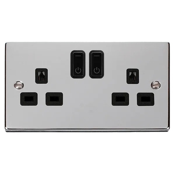 Click Deco VPCH30536BK Victorian Ingot 13A 2G RF Smart Socket - Polished Chrome (Black)