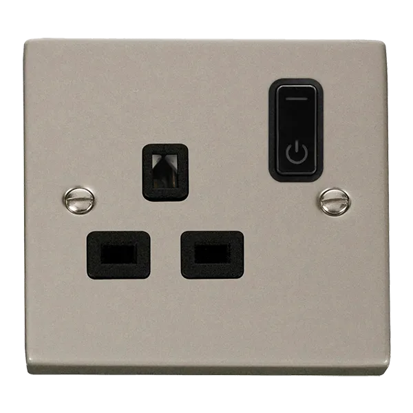 Click Deco VPPN30535BK Victorian Ingot 13A 1G RF Smart Socket - Pearl Nickel (Black)
