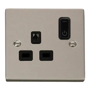 Click Deco VPPN30535BK Victorian Ingot 13A 1G RF Smart Socket - Pearl Nickel (Black)