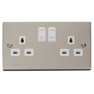 Click Deco VPPN30536WH Victorian Ingot 13A 2G RF Smart Socket - Pearl Nickel (White)