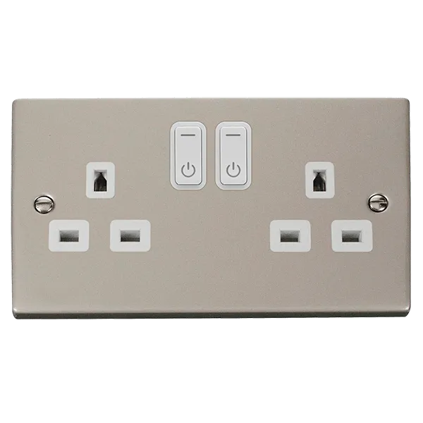 Click Deco VPPN30536WH Victorian Ingot 13A 2G RF Smart Socket - Pearl Nickel (White)
