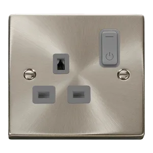 Click Deco VPSC30535GY Victorian Ingot 13A 1G RF Smart Socket - Satin Chrome (Grey)