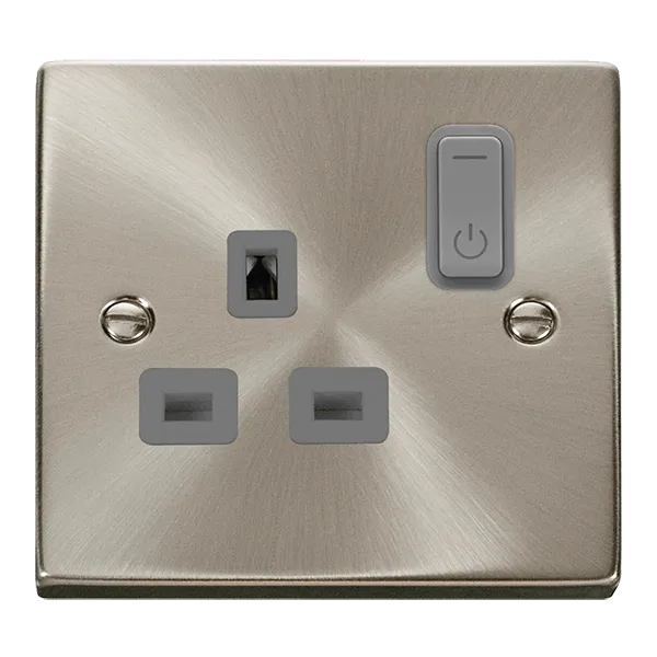 Click Deco VPSC30535GY Victorian Ingot 13A 1G RF Smart Socket - Satin Chrome (Grey)