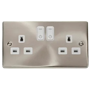 Click Deco VPSC30536WH Victorian Ingot 13A 2G RF Smart Socket - Satin Chrome (White)