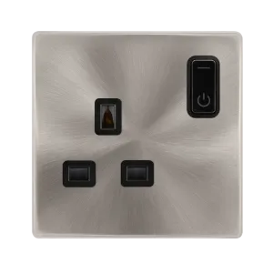 Click Definity Complete SFBS30035BK 13A 1G RF Smart Socket - Brushed Steel - Black Insert