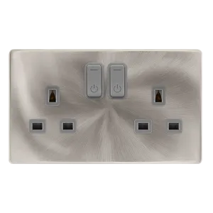 Click Definity Complete SFBS30036GY 13A 2G RF Smart Socket - Brushed Steel - Grey Insert