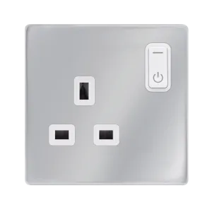 Click Definity Complete SFCH30035PW 13A 1G RF Smart Socket - Polished Chrome - Polar White Insert