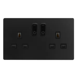 Click Definity Complete SFMB30036BK 13A 2G RF Smart Socket - Metal Black - Black Insert