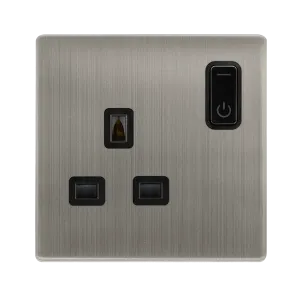 Click Definity Complete SFSS30035BK 13A 1G RF Smart Socket - Stainless Steel - Black Insert