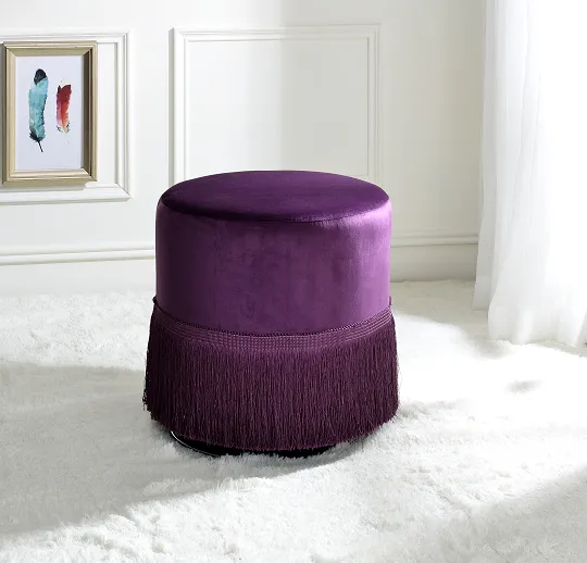 Clivia Eggplant Velvet Ottoman