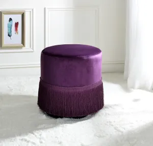Clivia Eggplant Velvet Ottoman