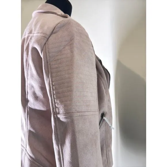 Coalition LA Pastel Dusty Mauve Faux Suede Motorcyle Jacket Sz S NWT